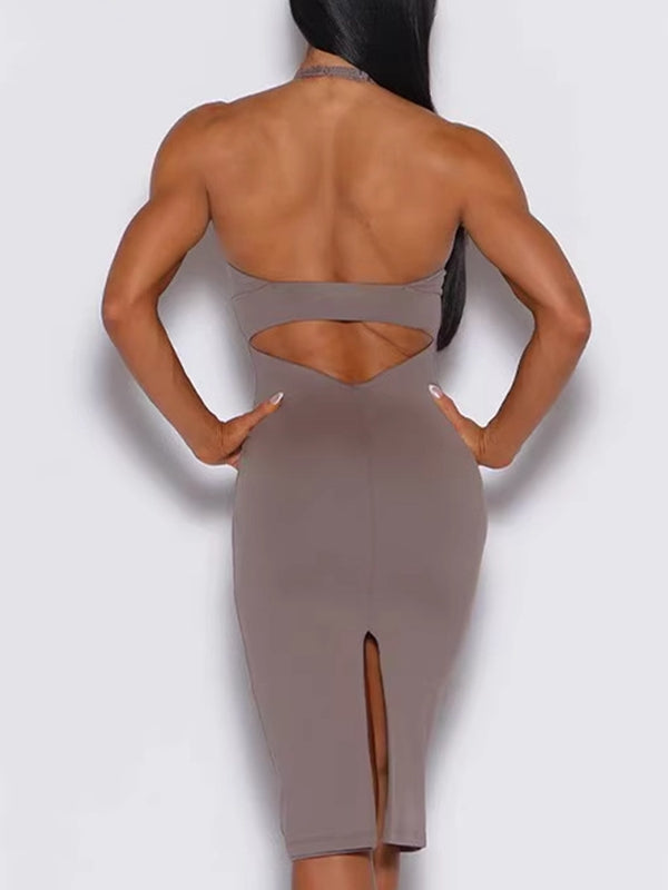 Chic Backless Split Dress