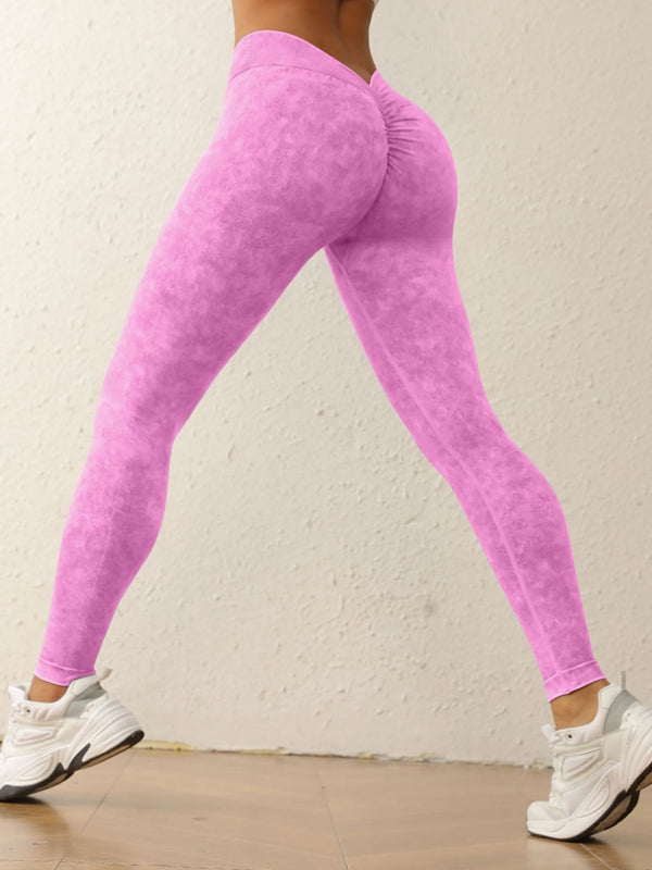 Deep V Back Denim Scrunch Bum Leggings