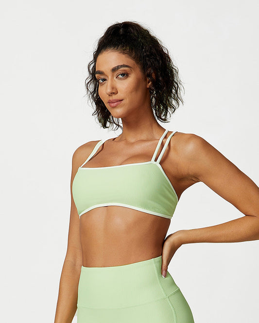 Ribbed Crisscross Strappy Sports Bra