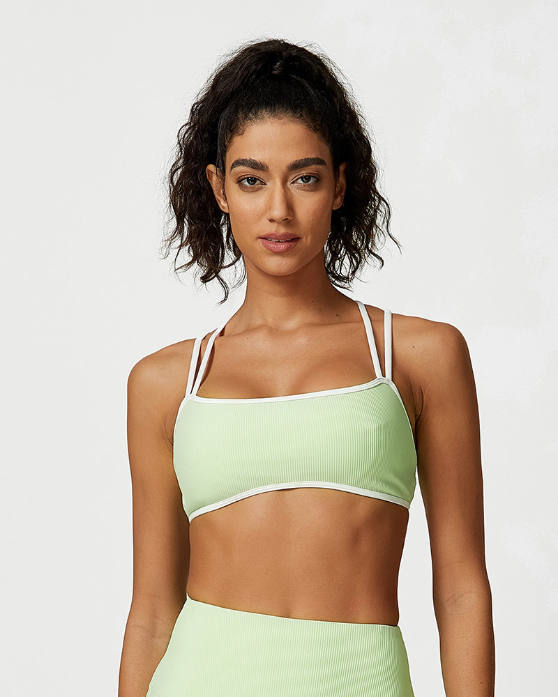 Ribbed Crisscross Strappy Sports Bra