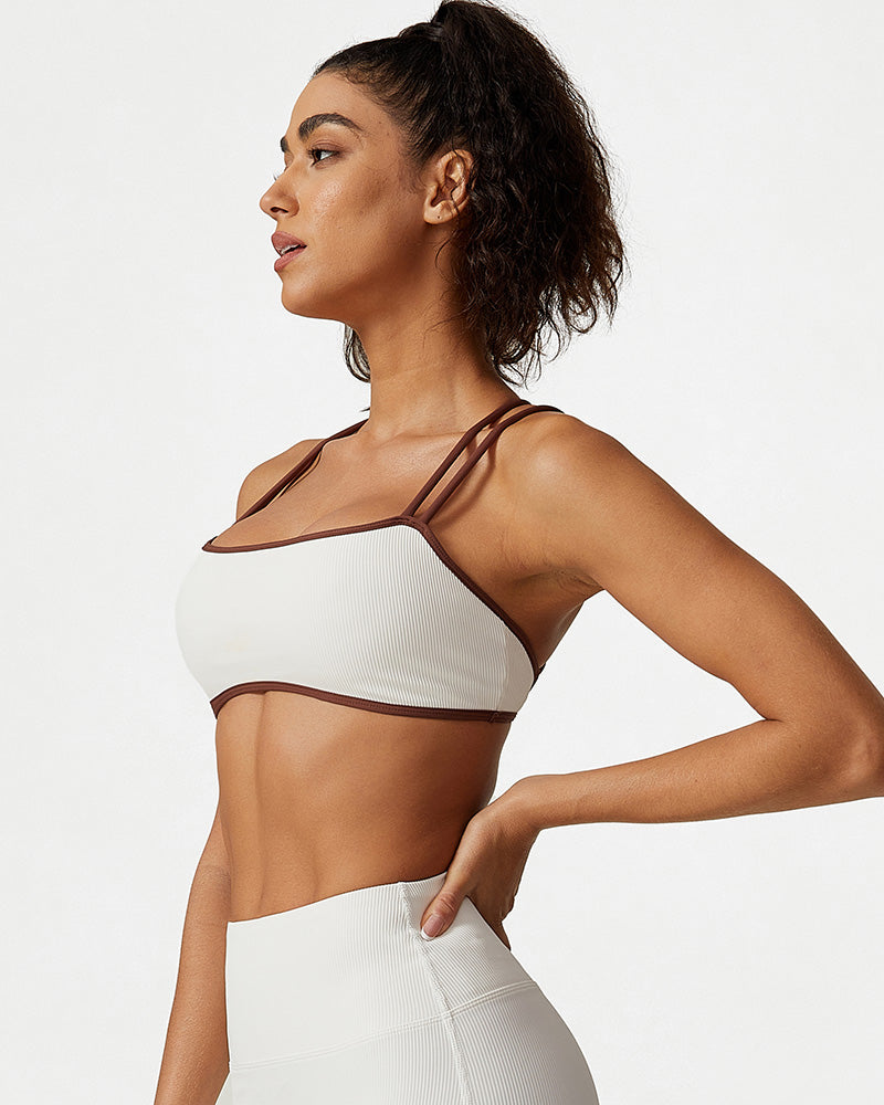 Ribbed Crisscross Strappy Sports Bra