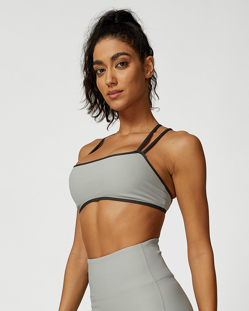 Ribbed Crisscross Strappy Sports Bra