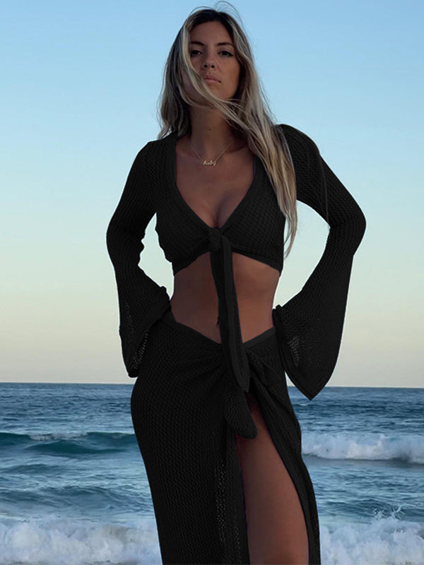 Fishnet Swimwear Cover-up Dress 2-Pieces Set