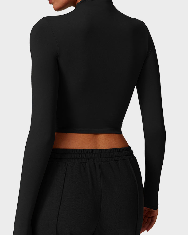 Long Sleeve Mock Neck Fitted Top