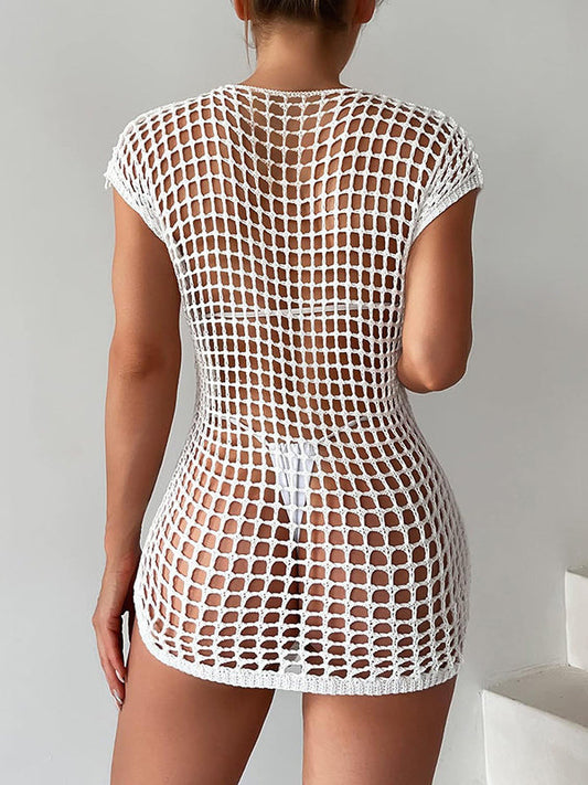 Fishnet Hollow Out Swimwear Cover Dress