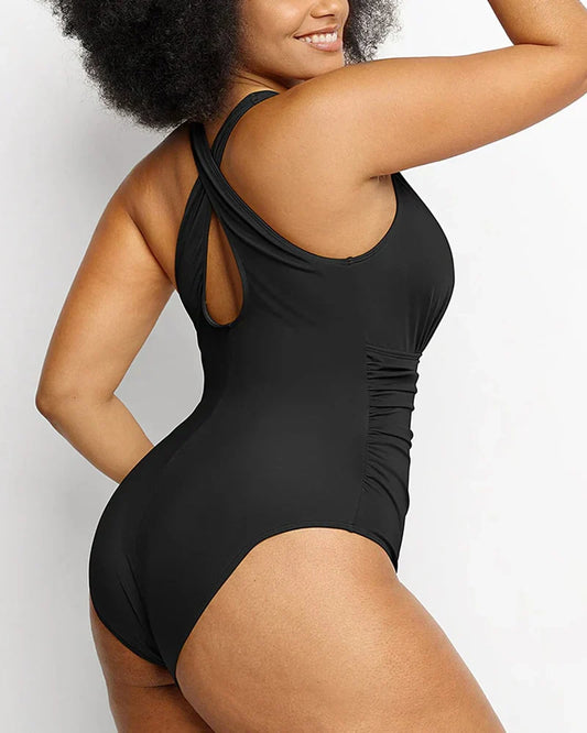 Figure-Flattering Plunge Shaping Swimsuit