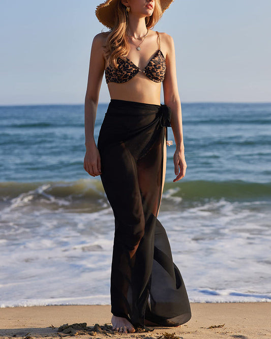 Side Tie Midi Sarong Long Sheer Skirt