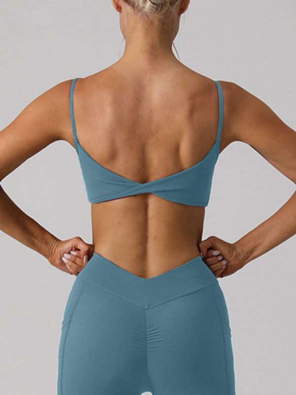 Sleek Twist Back Casual Sports Bra