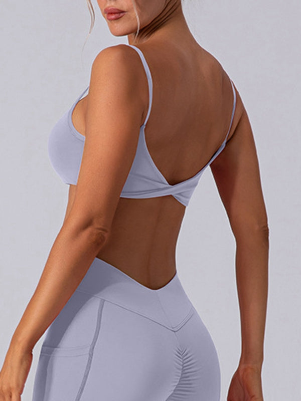 Sleek Twist Back Casual Sports Bra