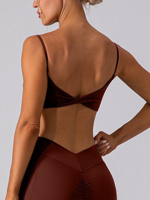 Sleek Twist Back Casual Sports Bra