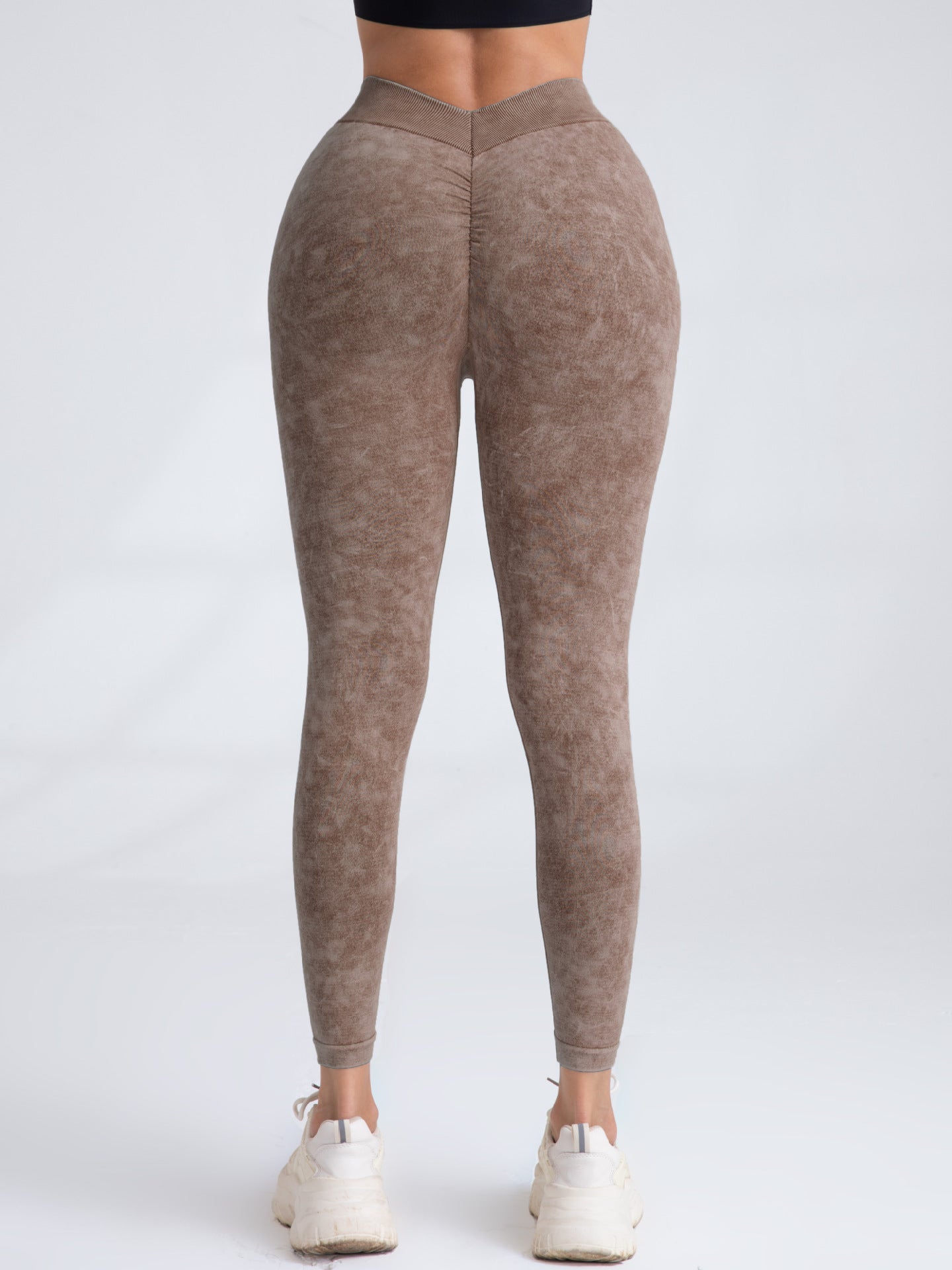 Deep V Back Denim Scrunch Bum Leggings