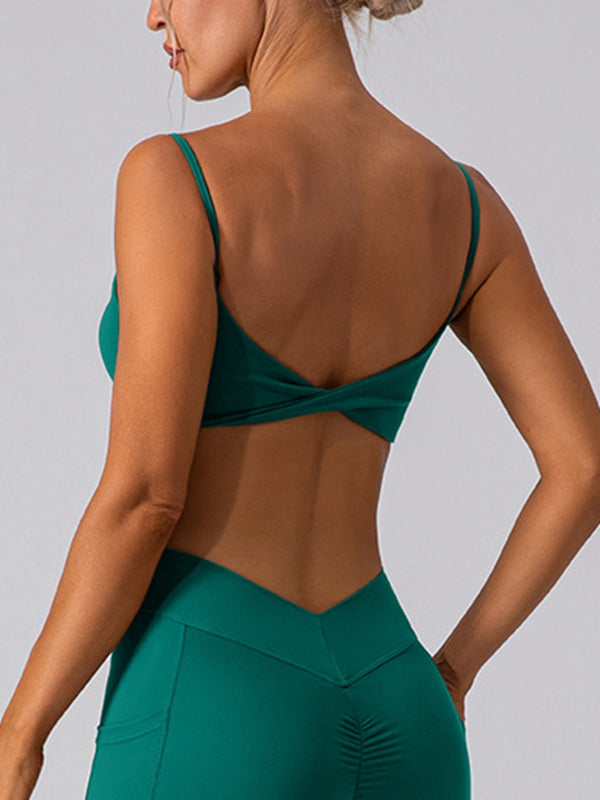 Sleek Twist Back Casual Sports Bra