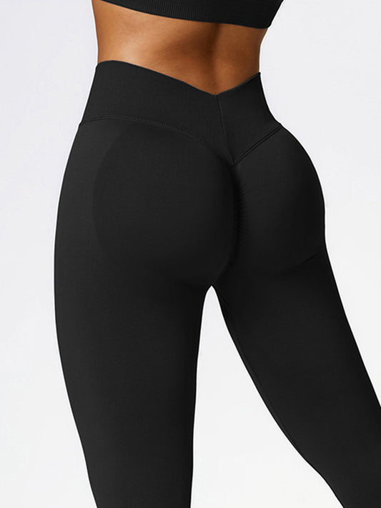 Seamless V-Back Scrunch Bum Hip-lift Leggings