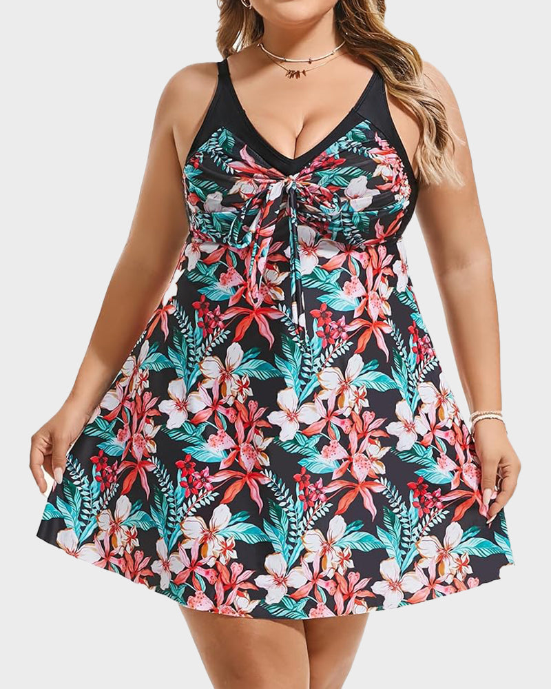 Flattering Plus Size Tummy Control Swimdress Set