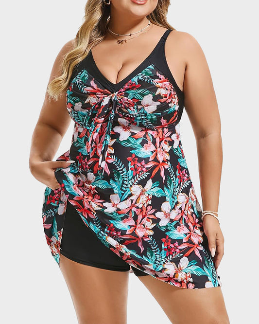 Flattering Plus Size Tummy Control Swimdress Set