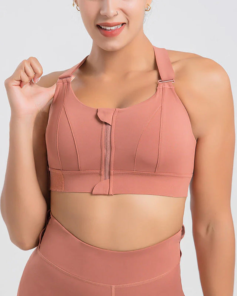 Zip-Front Plus Size High Impact Sports Bra