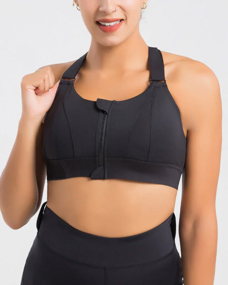Zip-Front Plus Size High Impact Sports Bra