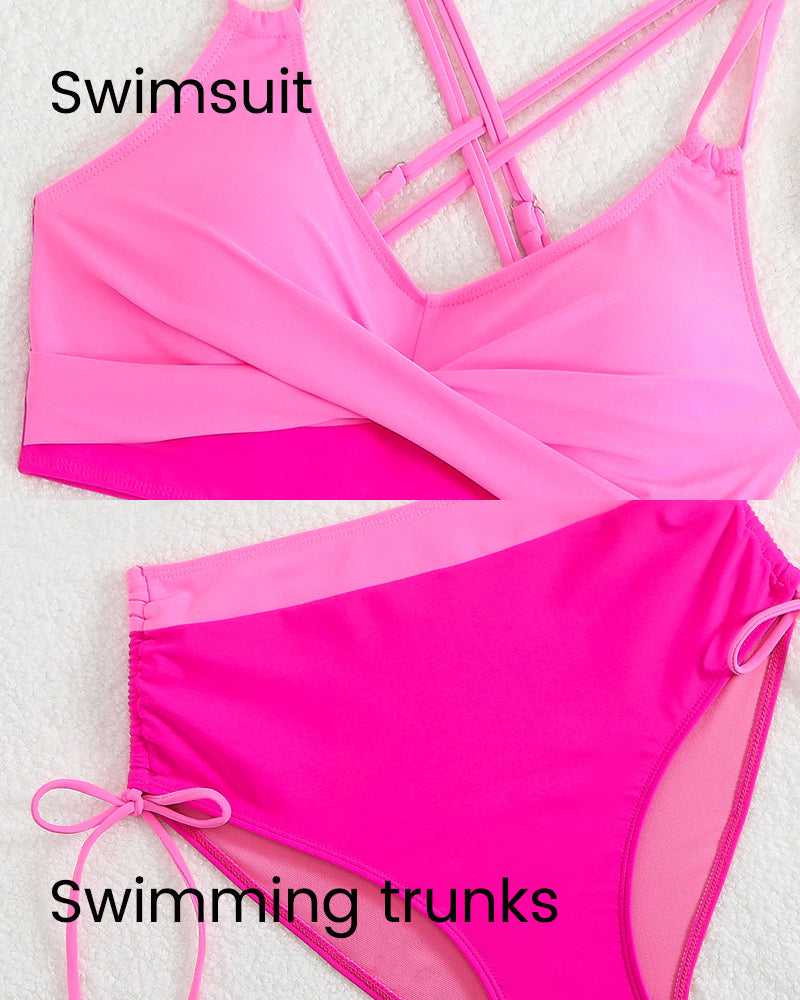 Vibrant Cross-Back Color-Block Bikini