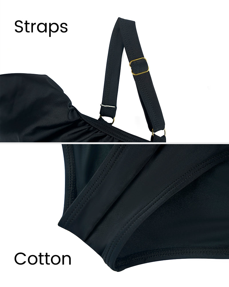 Drop-Shoulder Ruffled Shapewear Swimsuit