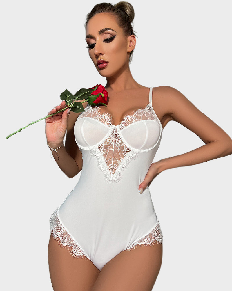 Lace Back Cutout Lingerie Bodysuit
