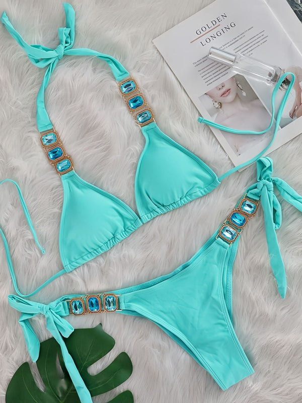 Sparkling Crystal Charm Bikini Set