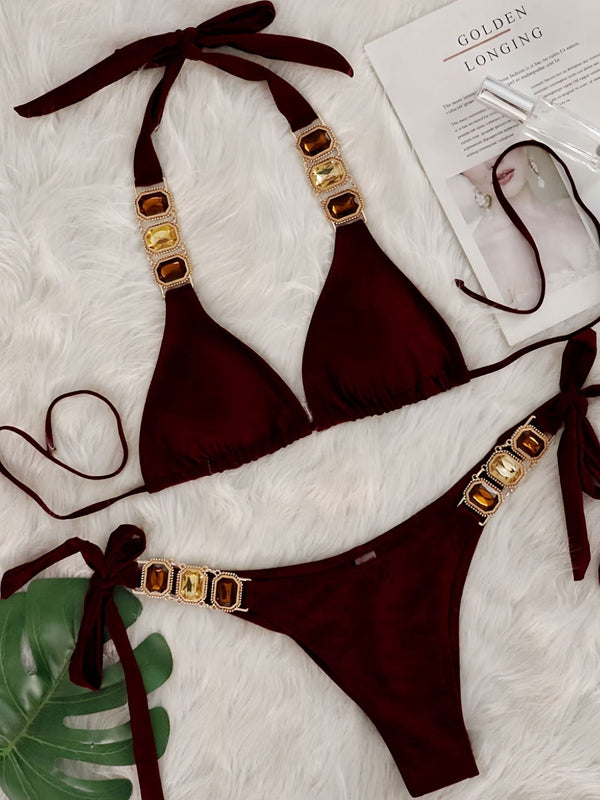 Sparkling Crystal Charm Bikini Set