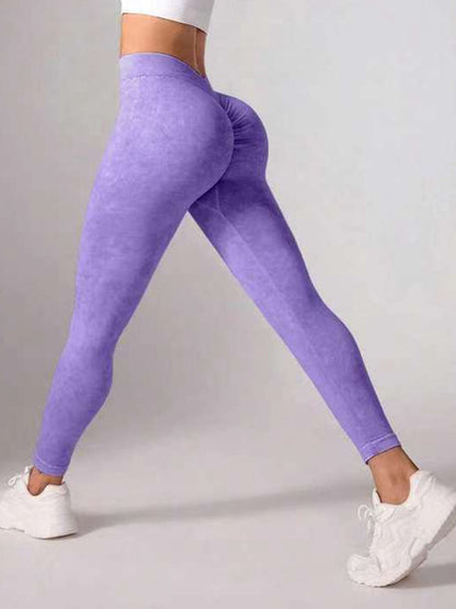 Deep V Back Denim  Scrunch Bum Leggings