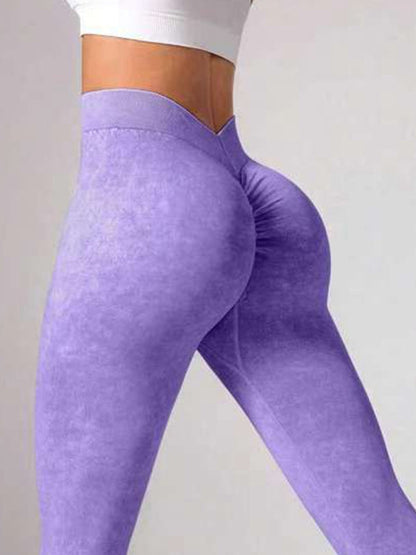 Deep V Back Denim  Scrunch Bum Leggings