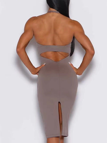 Chic Backless Split Dress