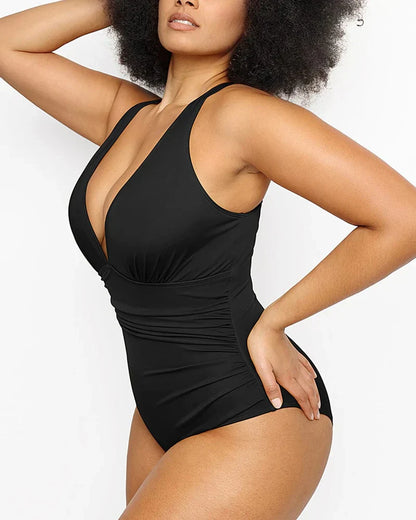Figure-Flattering Plunge Shaping Swimsuit