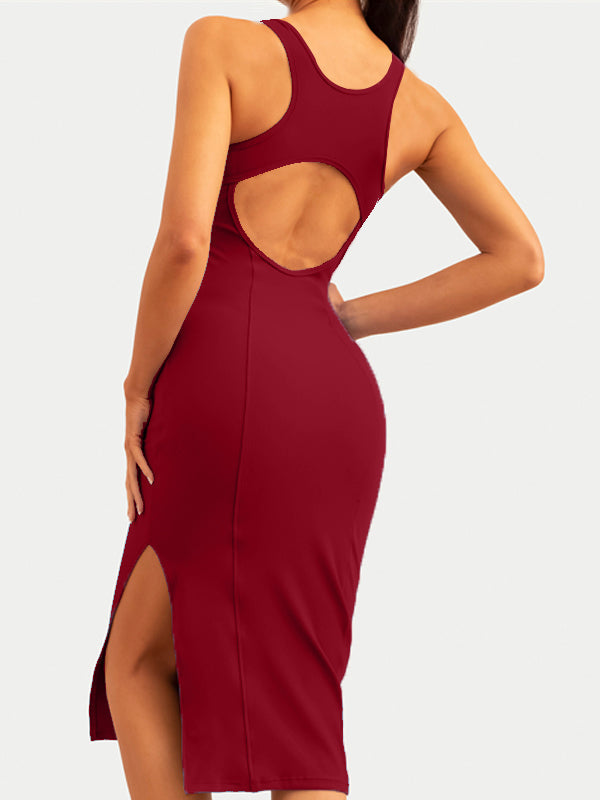 Yoga Elastic Tight Hollow Out Short Dress