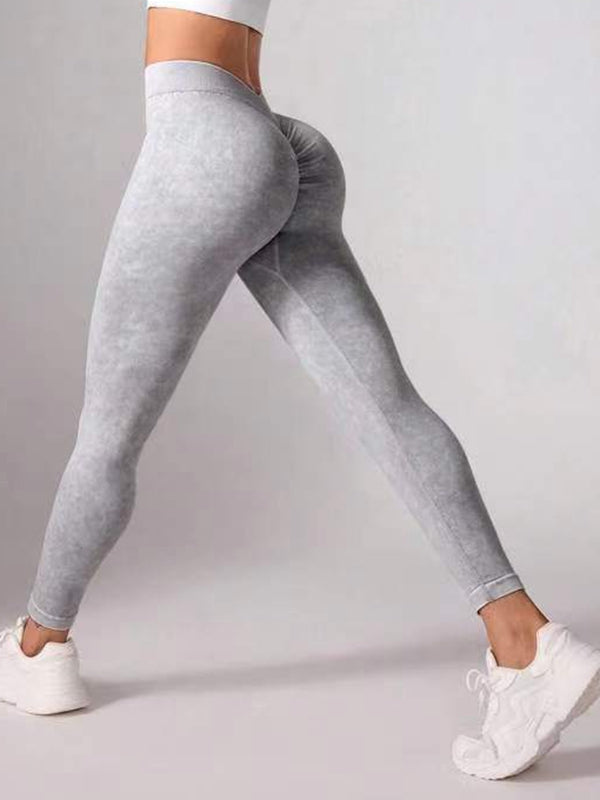 Deep V Back Denim  Scrunch Bum Leggings