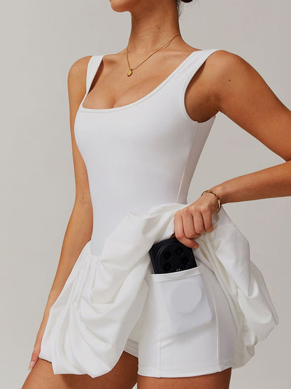 GraceFlow Backless Pleated Tennis Dress