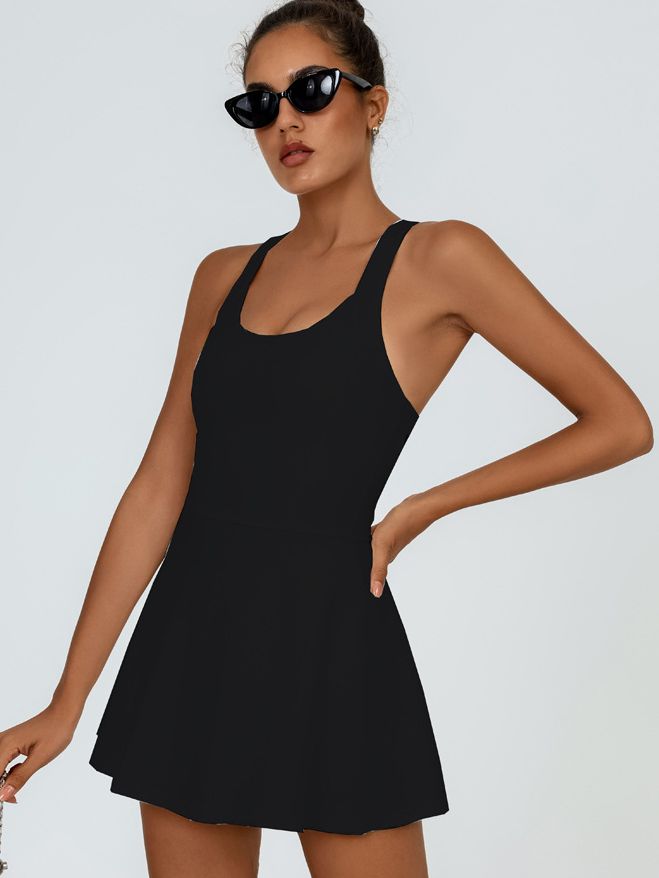 Sculpted Elegance Crossback Tennis Dress