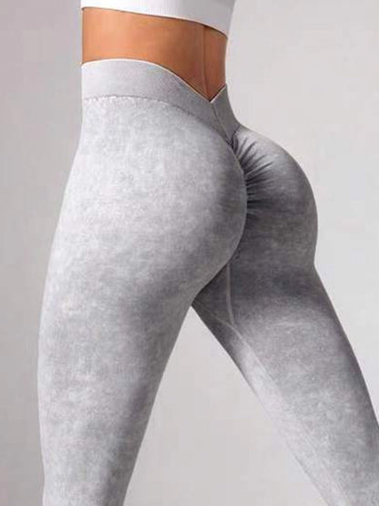 Deep V Back Denim  Scrunch Bum Leggings