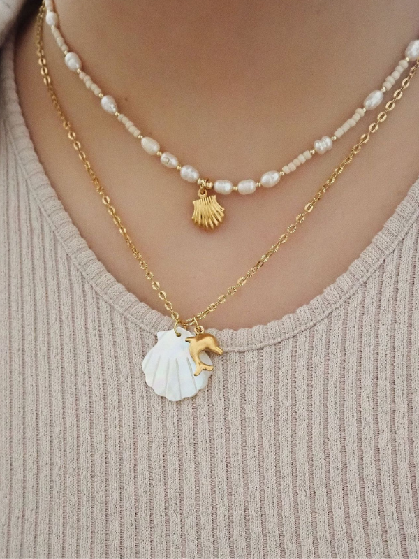 Golden Ocean Charm Layered Necklace