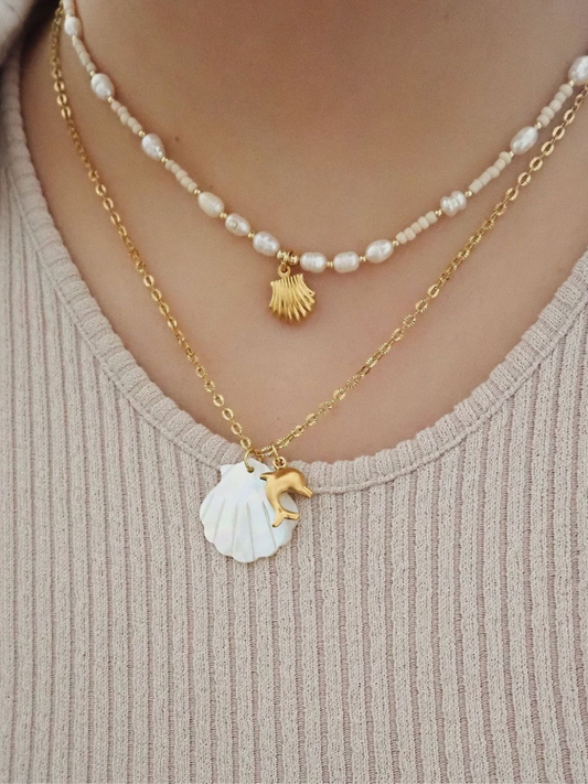 Golden Ocean Charm Layered Necklace