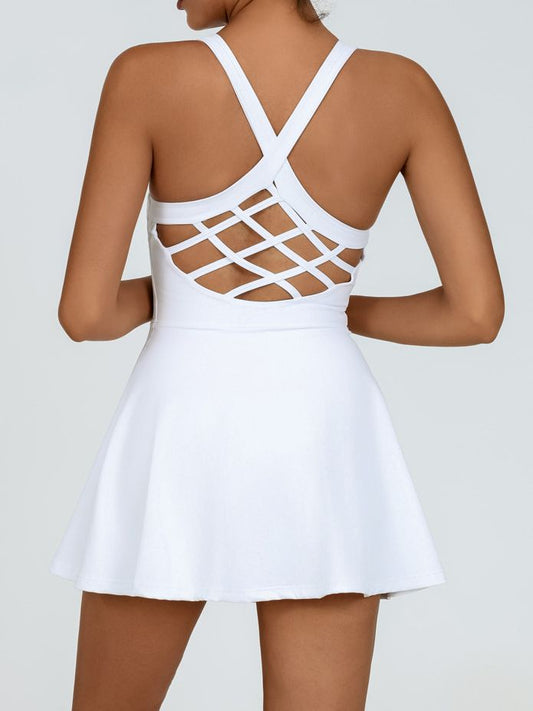 Sculpted Elegance Crossback Tennis Dress
