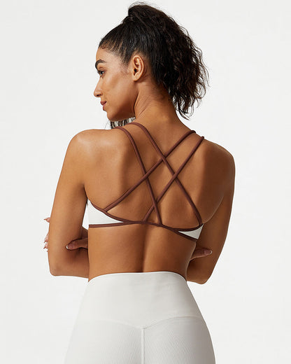 Ribbed Crisscross Strappy Sports Bra
