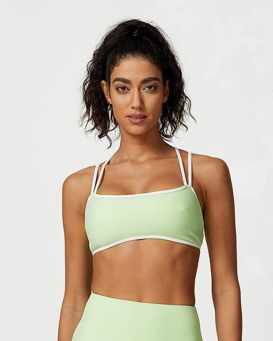 Ribbed Crisscross Strappy Sports Bra