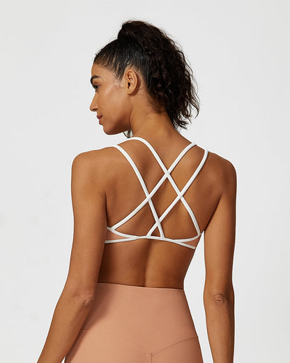 Ribbed Crisscross Strappy Sports Bra