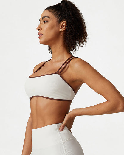 Ribbed Crisscross Strappy Sports Bra