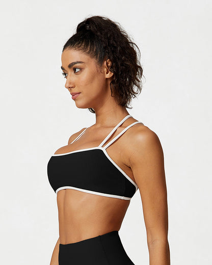 Ribbed Crisscross Strappy Sports Bra