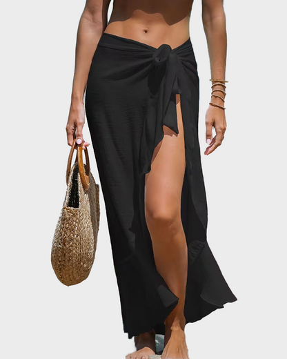 Chic Ruffle Tie Sarong Wrap Skirt