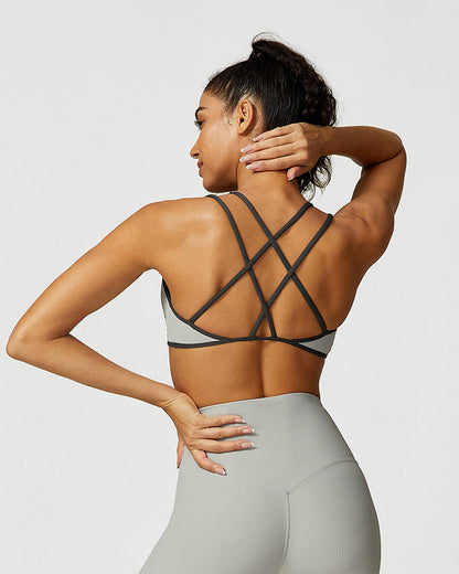 Ribbed Crisscross Strappy Sports Bra