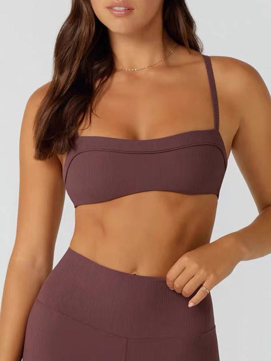 Solid Color Hollow Cross Back Sports Bra