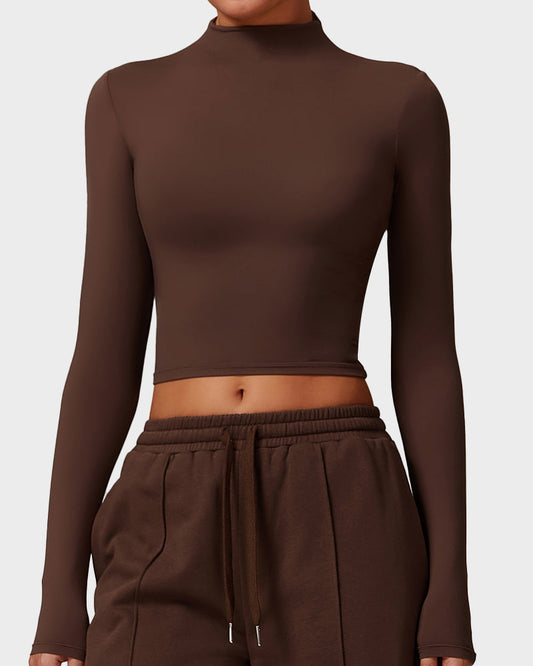Long Sleeve Mock Neck Fitted Top