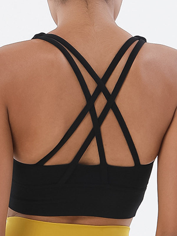 U Collar Cross Back Seamless Sports Bras