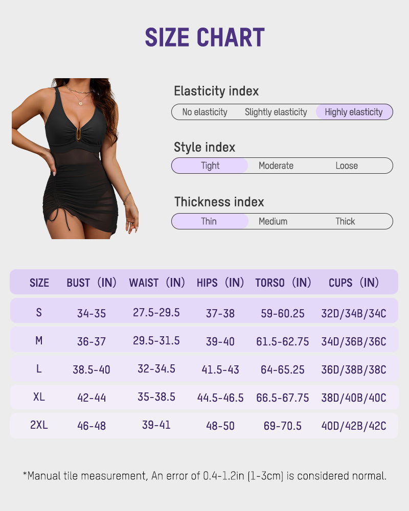 Sleek Mesh V-Neck Shaping One-Piece Swimsuit