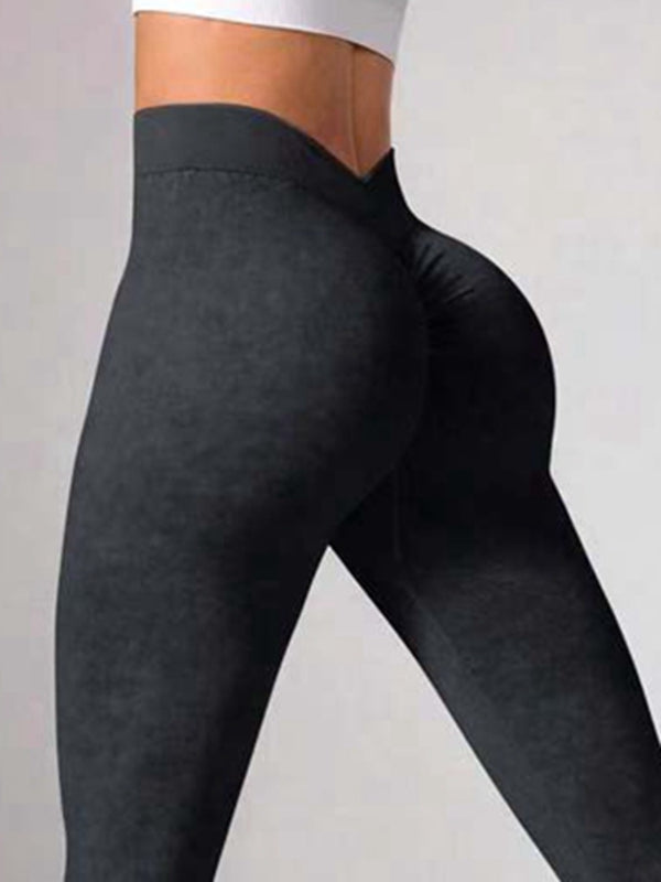 Deep V Back Denim  Scrunch Bum Leggings